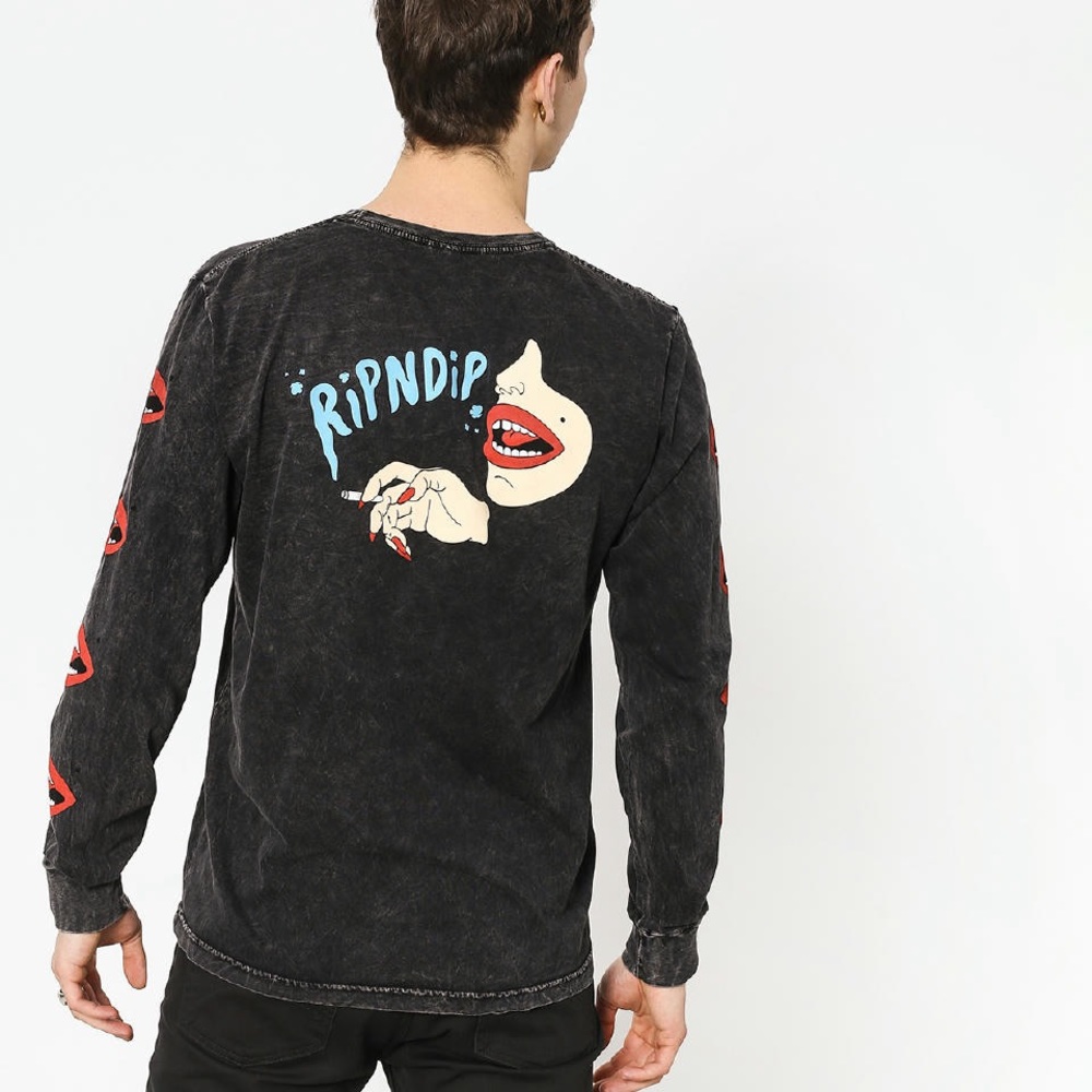 RipNDip Puff T-shirt Long Sleeve Tee black mineral wash Top Shirt Rip N Dip Lg